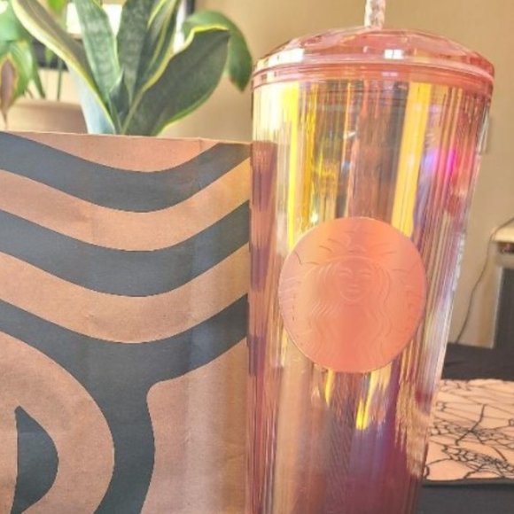 Starbucks Kaleidoscope Iridescent Rose Gold Orange Cold Tumbler 2020 Edition - Picture 2 of 5